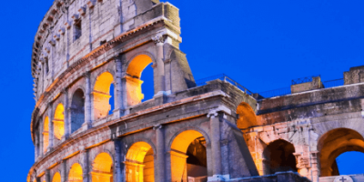 Colosseum sunset lights